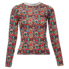 VALENTINO 2021 Optical VLOGO colorful lurex silver collar long sleeve sweater XS