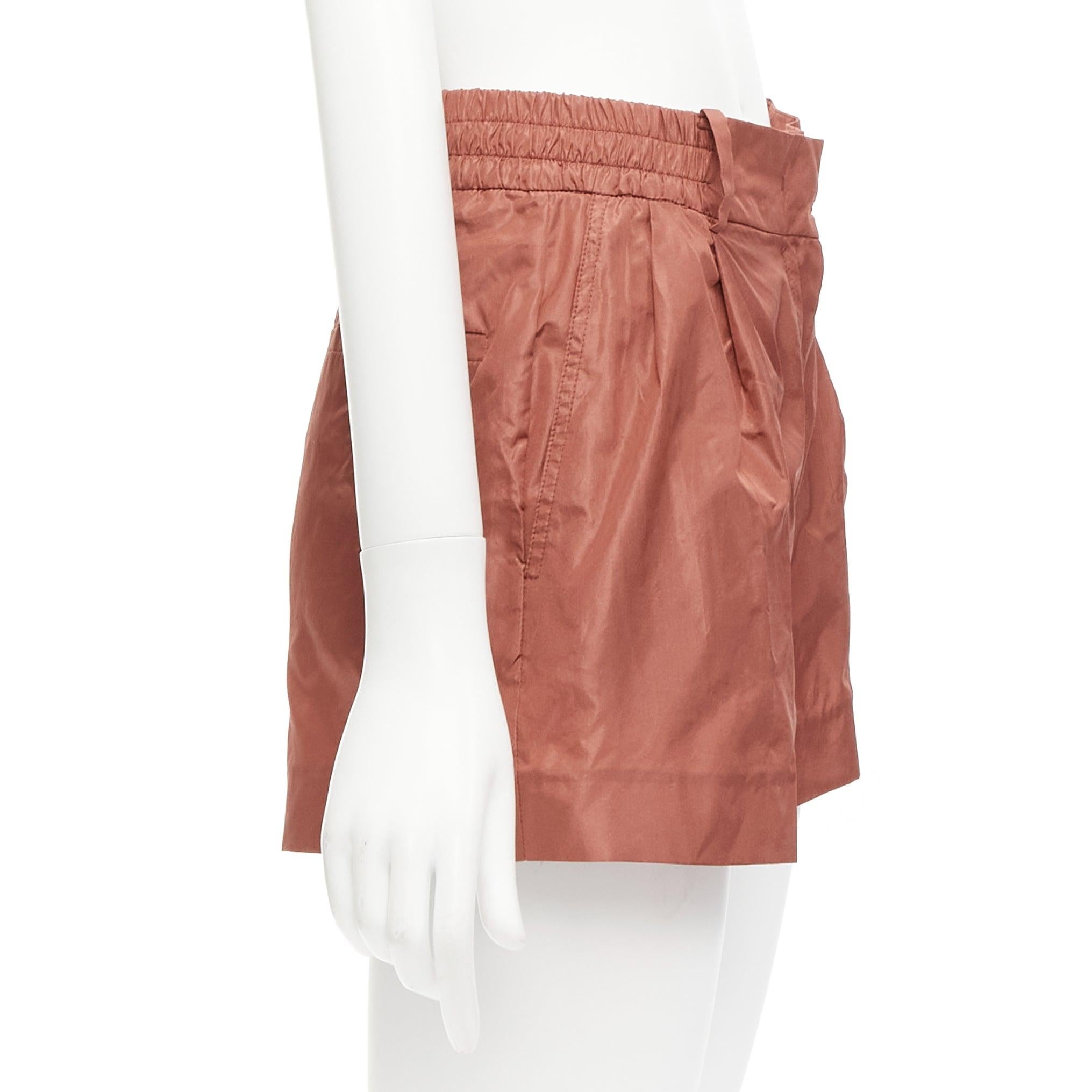 VALENTINO 2021 Piccioli 100% silk brick red high waisted dress shorts IT36 XXS For Sale 1