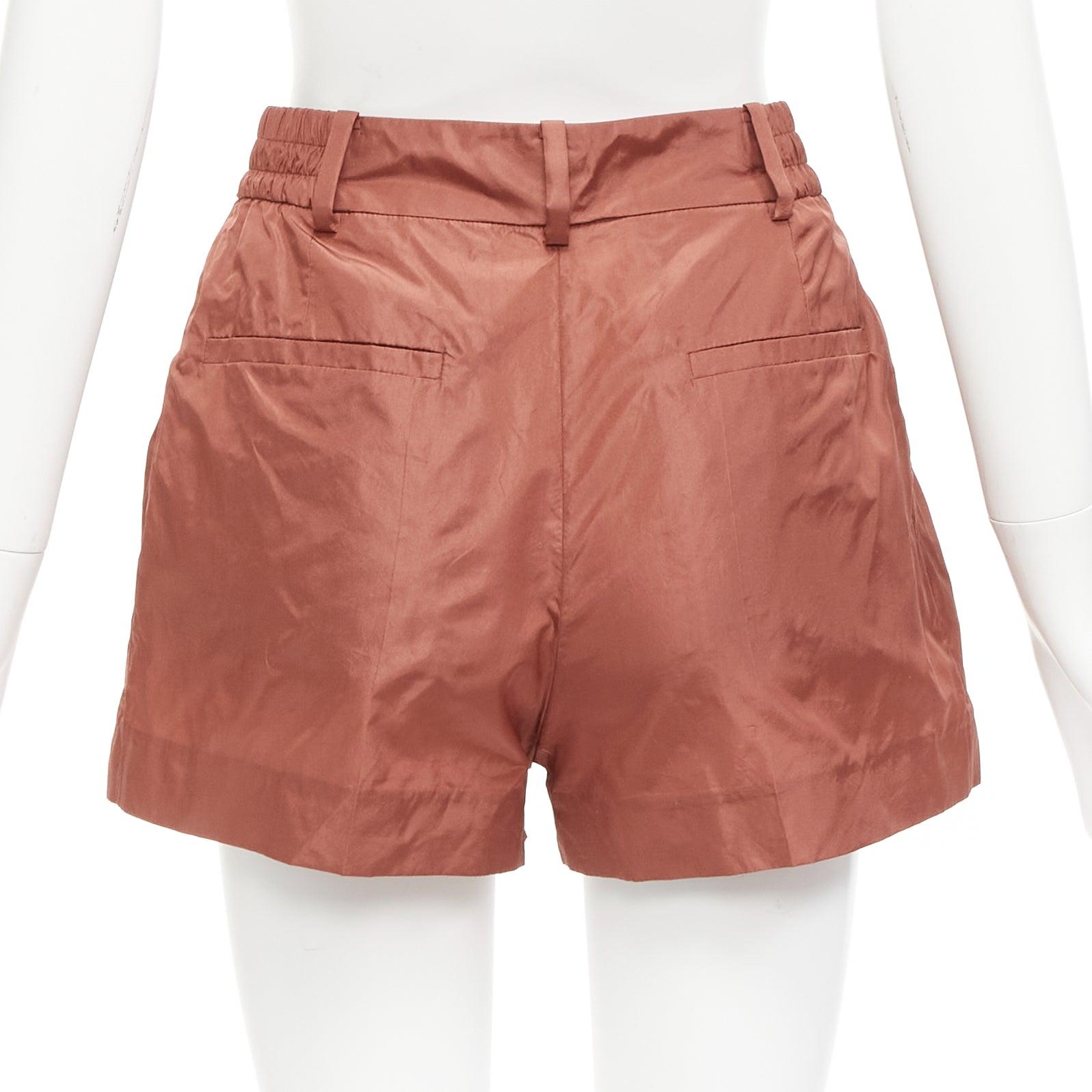 VALENTINO 2021 Piccioli 100% silk brick red high waisted dress shorts IT36 XXS For Sale 2