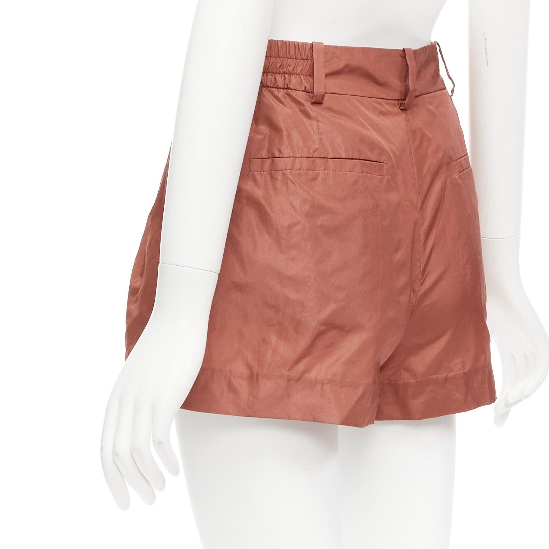 VALENTINO 2021 Piccioli 100% seda rojo ladrillo vestido corto de talle alto IT36 XXS en venta 2