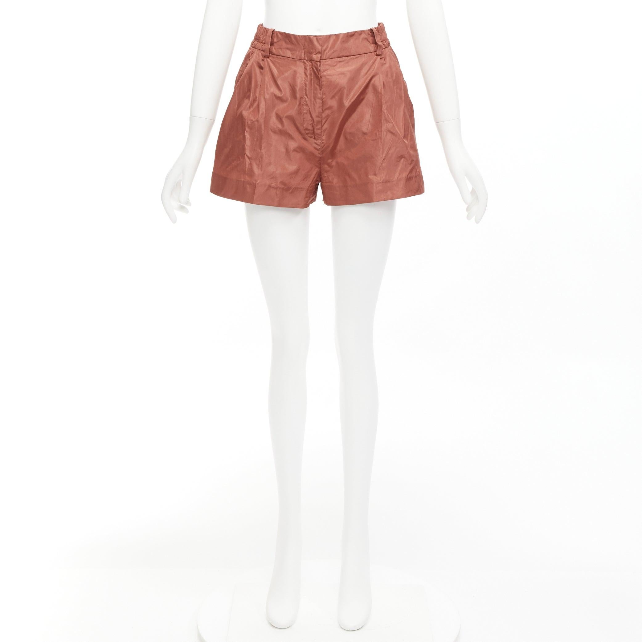 VALENTINO 2021 Piccioli 100% silk brick red high waisted dress shorts IT36 XXS For Sale 6