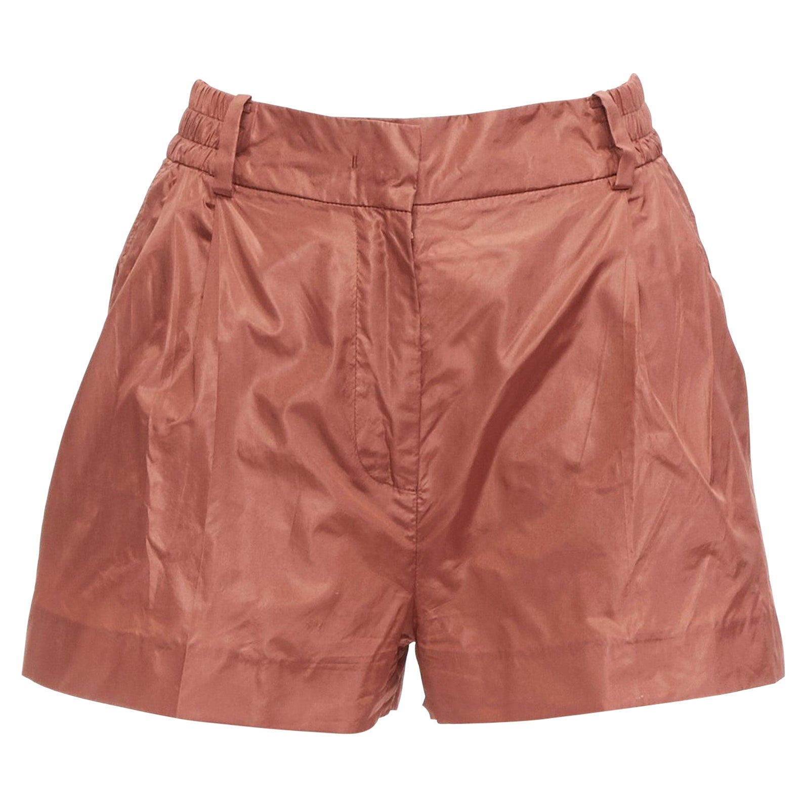 VALENTINO 2021 Piccioli 100% silk brick red high waisted dress shorts IT36 XXS