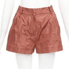 VALENTINO 2021 Piccioli 100% silk brick red high waisted dress shorts IT36 XXS