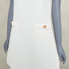 VALENTINO 2021 Roman Stud optical white cotton tweed short sleeve dress IT40 S