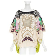 VALENTINO 2021 Runway cotton embroidered crochet poncho arazzo knit cape XS