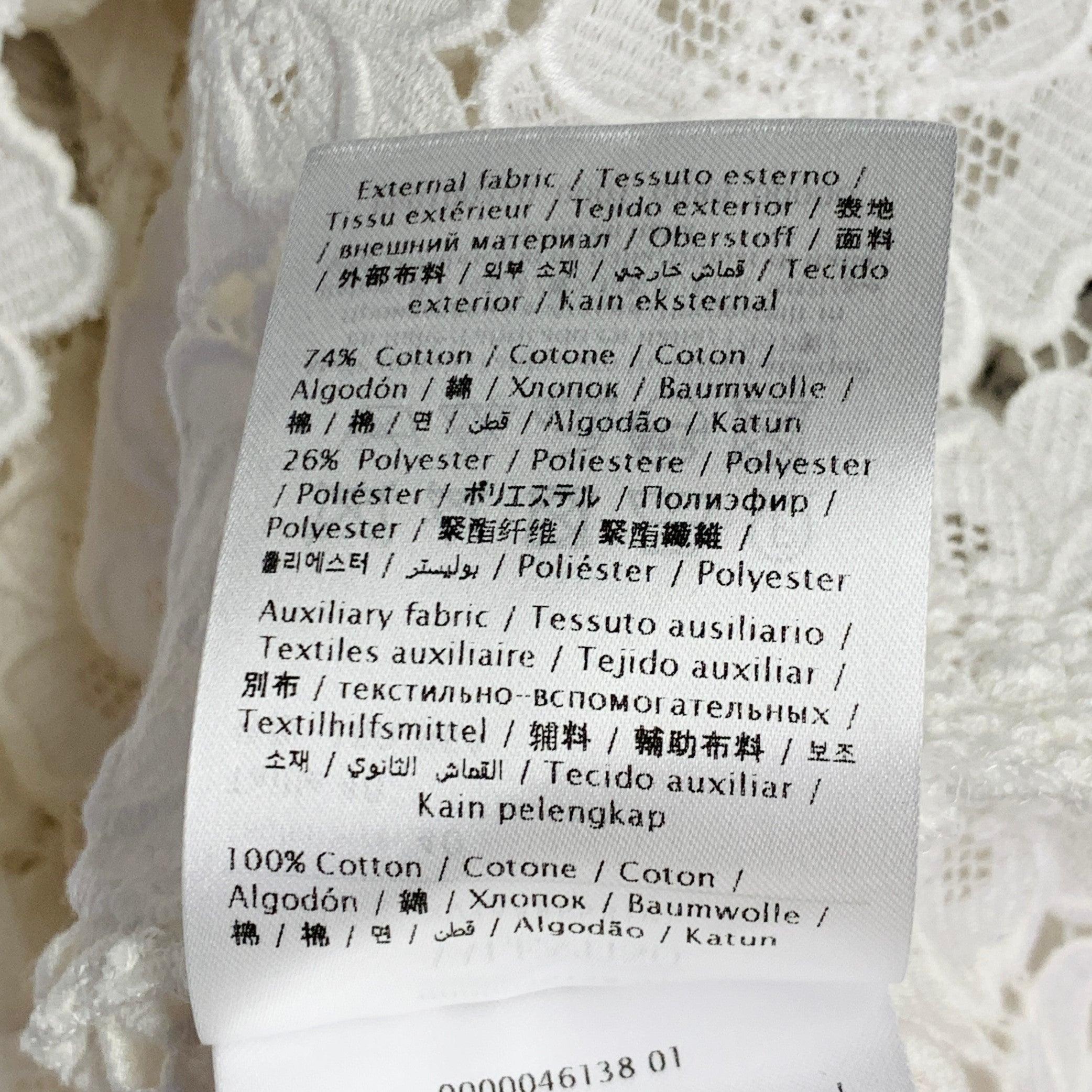 VALENTINO 2021 Taille M Chemise à manches courtes en dentelle blanche et coton mélangé à patte cachée en vente 2