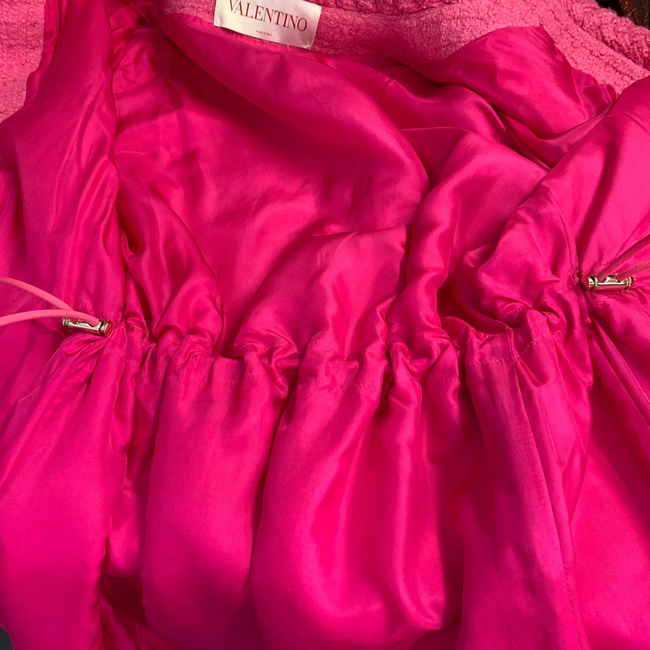 VALENTINO 2021 Größe S Rosa Wolle Seide Tweed Oversized Jacke im Angebot 5