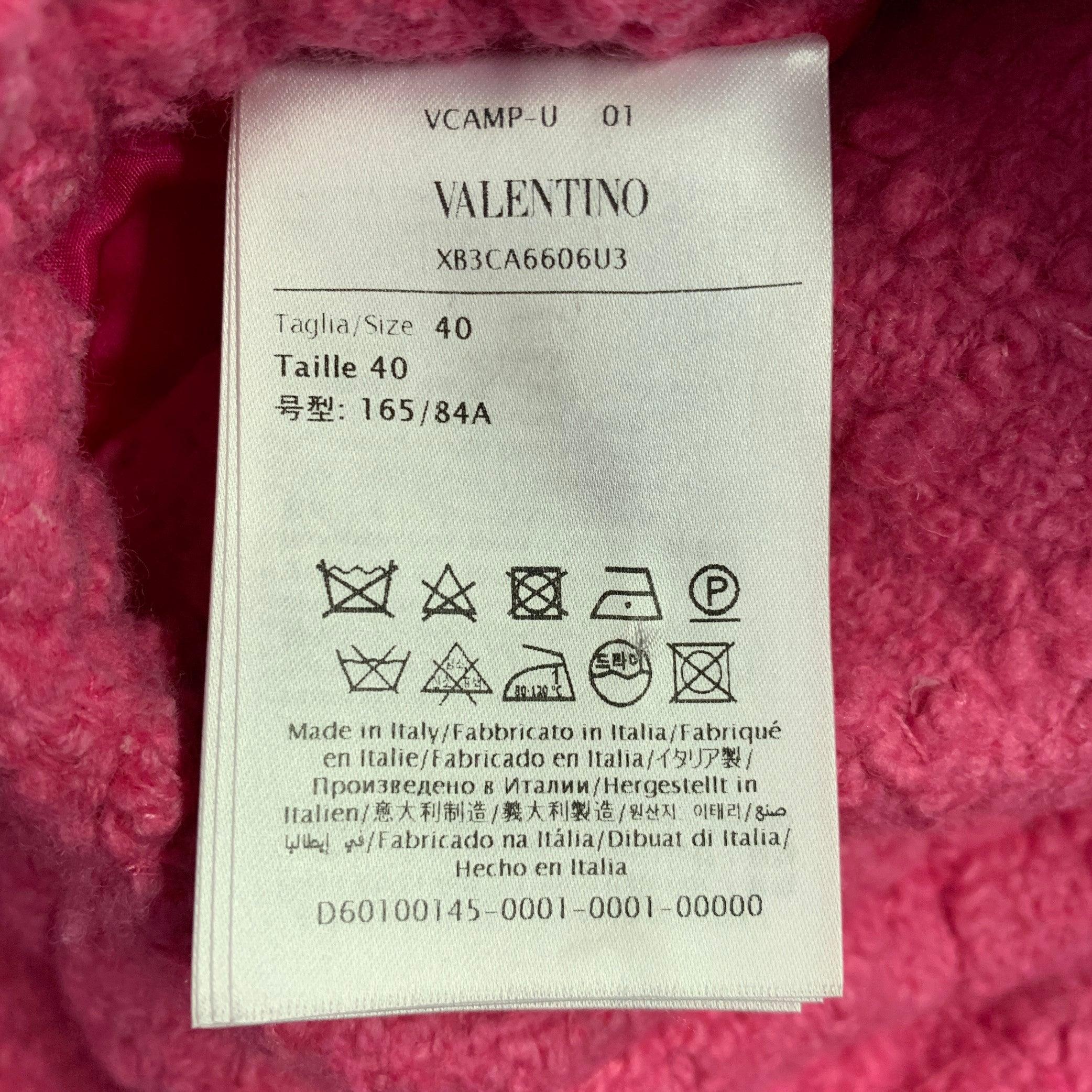 VALENTINO 2021 Größe S Rosa Wolle Seide Tweed Oversized Jacke im Angebot 6