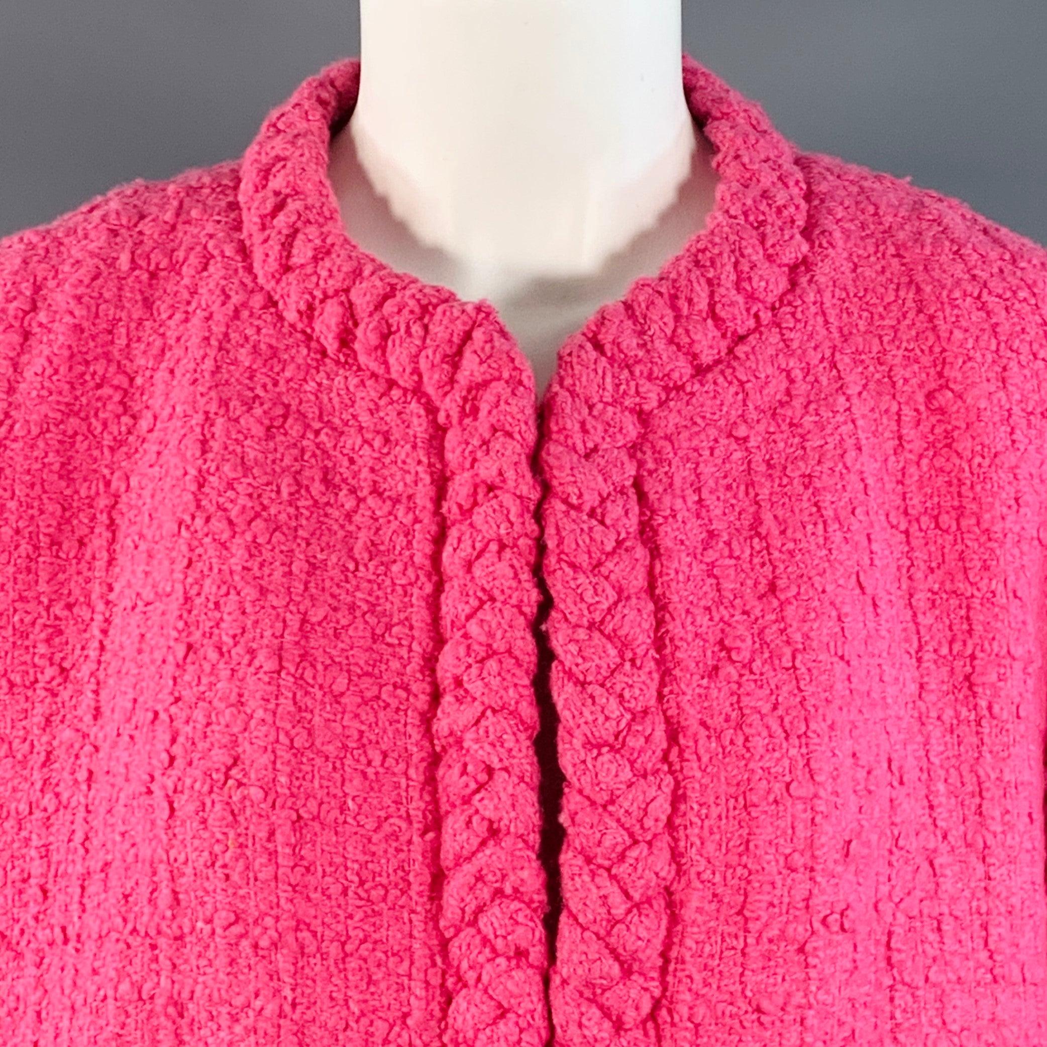 VALENTINO 2021 Größe S Rosa Wolle Seide Tweed Oversized Jacke (Pink) im Angebot