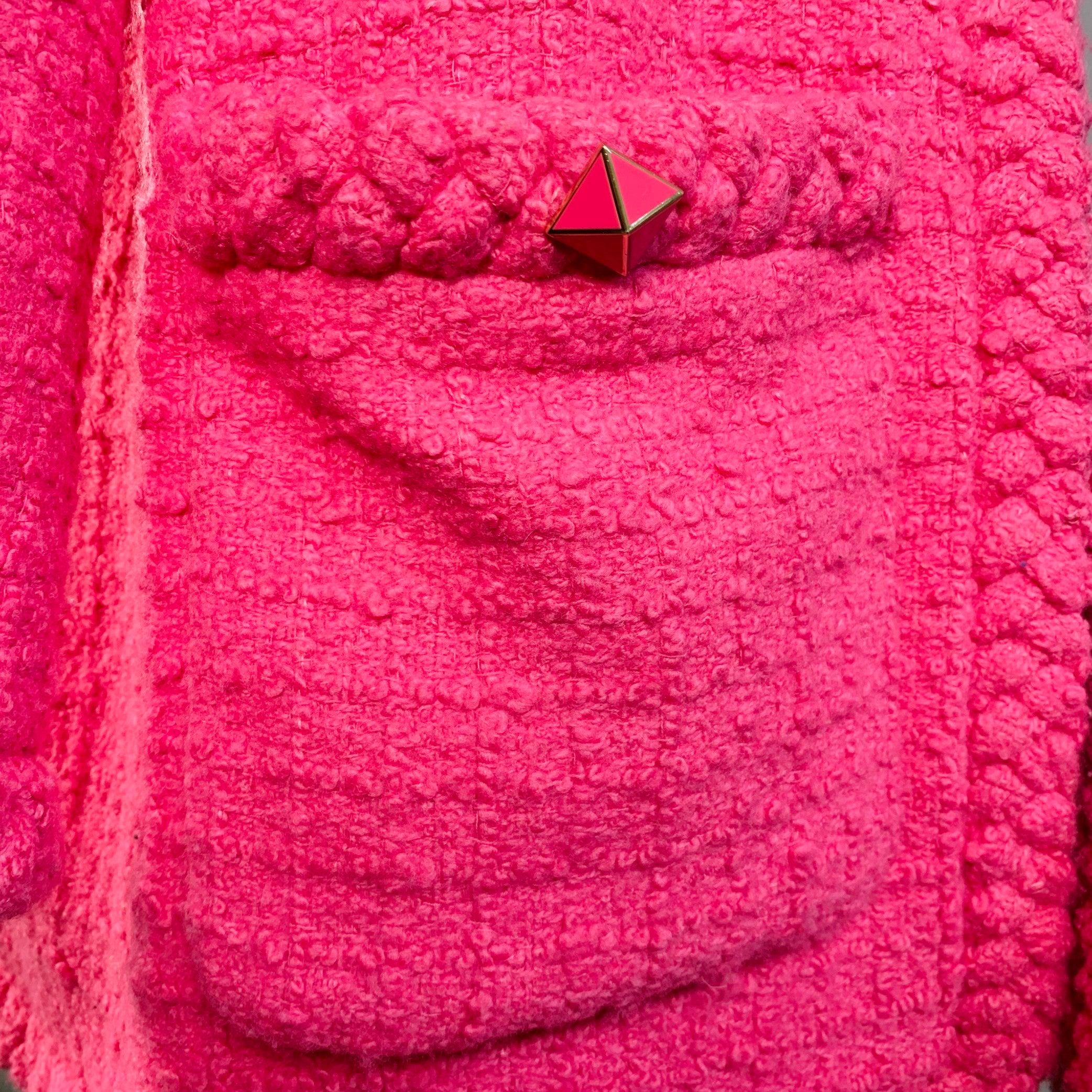 VALENTINO 2021 Größe S Rosa Wolle Seide Tweed Oversized Jacke im Zustand „Gut“ im Angebot in San Francisco, CA