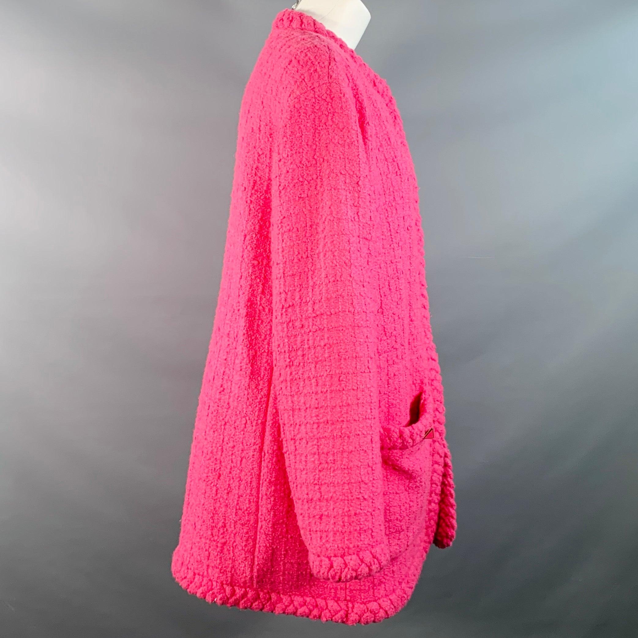 VALENTINO 2021 Größe S Rosa Wolle Seide Tweed Oversized Jacke Damen im Angebot