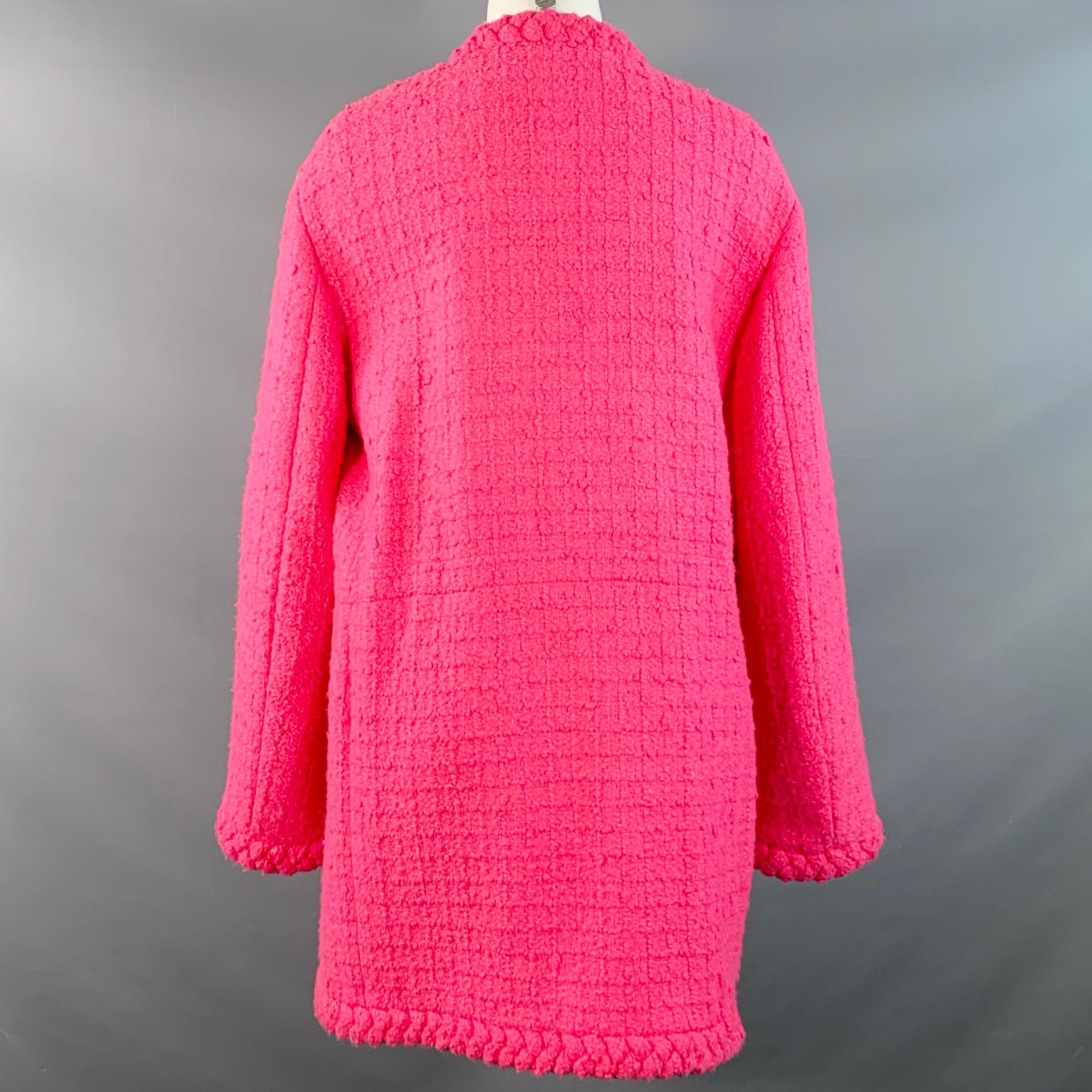VALENTINO 2021 Größe S Rosa Wolle Seide Tweed Oversized Jacke im Angebot 1