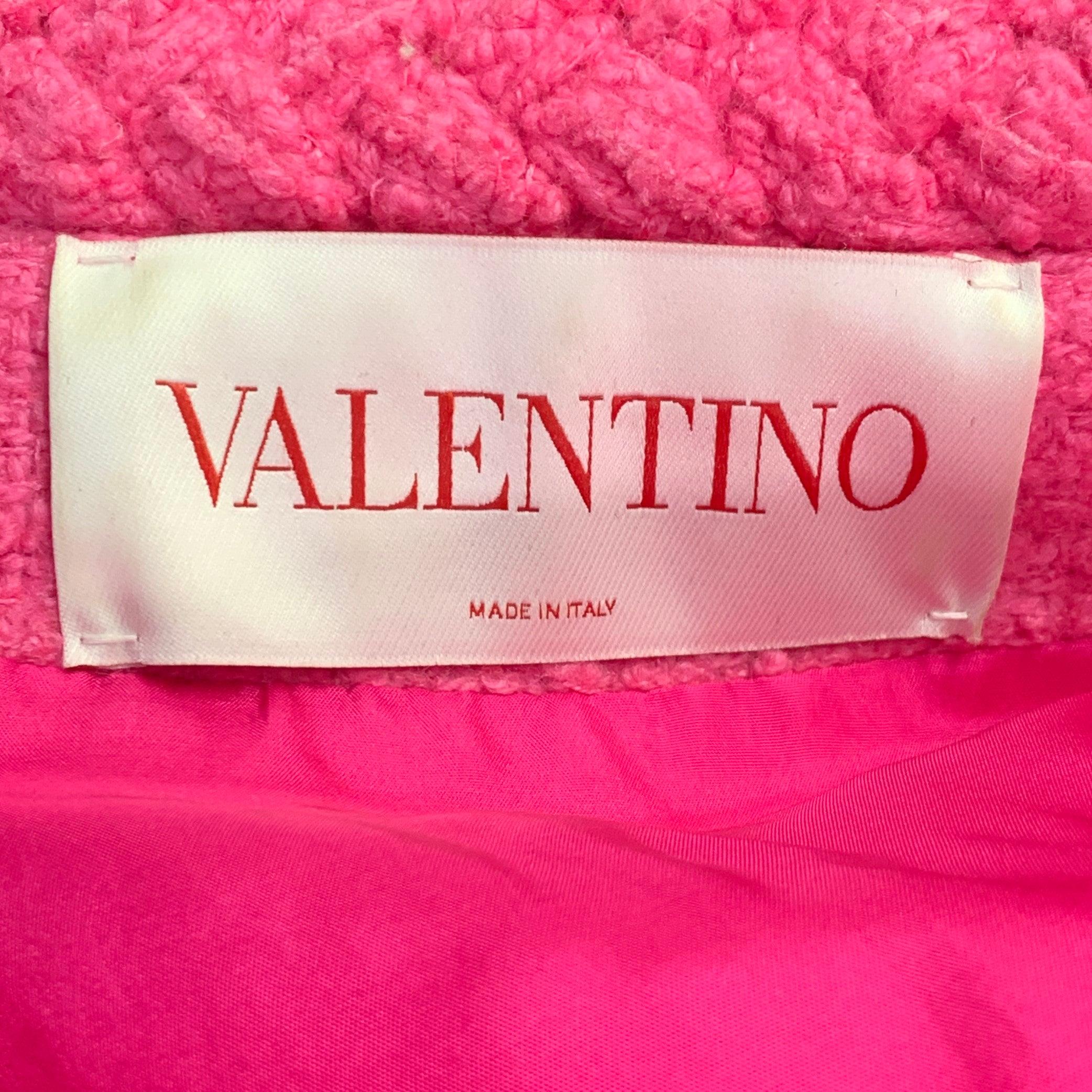 VALENTINO 2021 Größe S Rosa Wolle Seide Tweed Oversized Jacke im Angebot 4