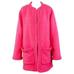 VALENTINO 2021 Taille S Veste oversize en laine rose et tweed de soie