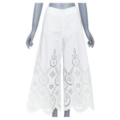 Pantalones VALENTINO 2021 de algodón blanco con bordado floral sangallo, talla IT36 XS