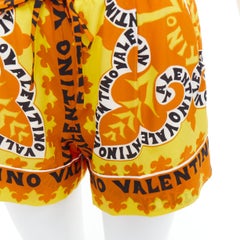 VALENTINO 2022 100% silk crepe yellow bandana print wide shorts IT36 XXS