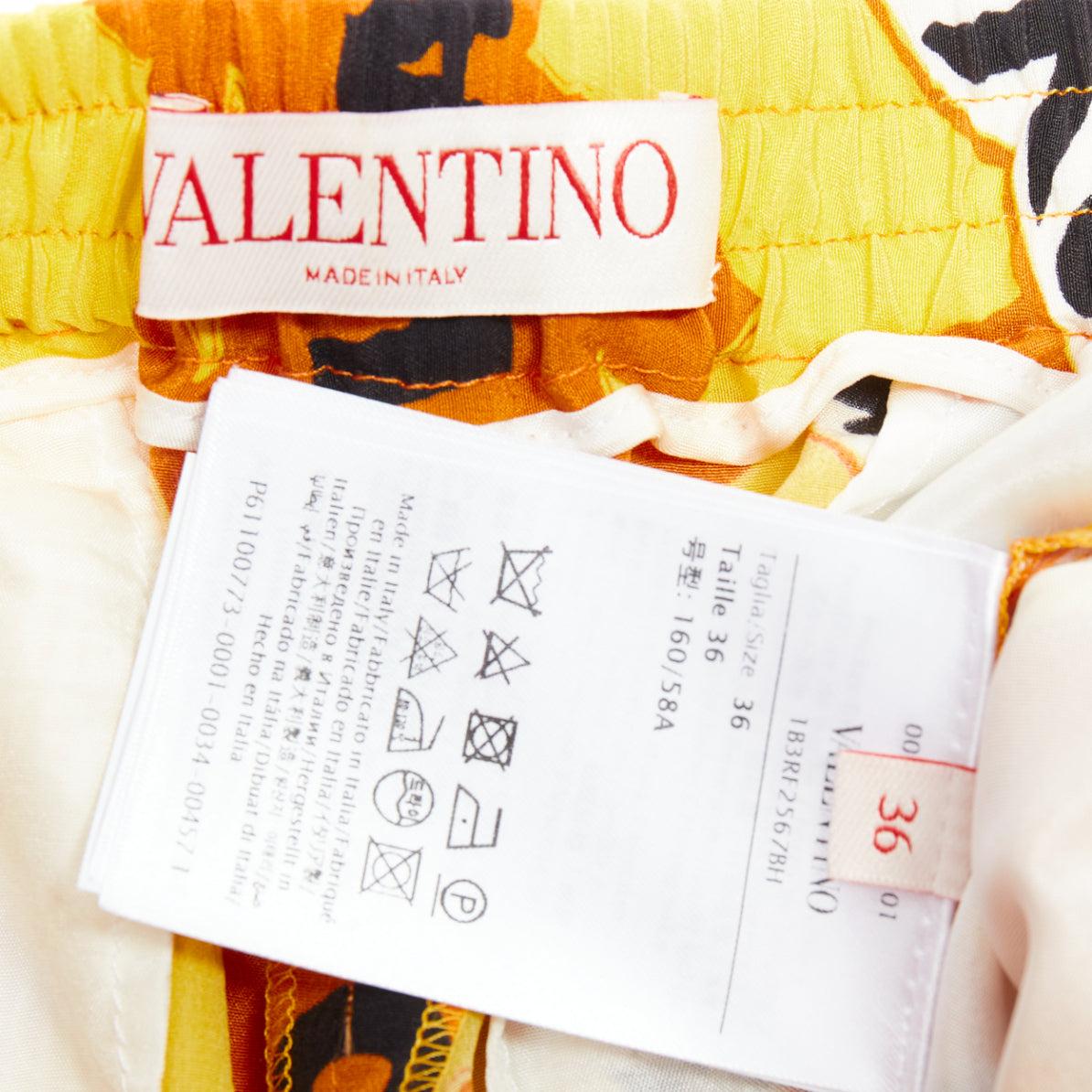 VALENTINO 2022 100% silk crepe yellow bandana print wide shorts IT36 XXS For Sale 4