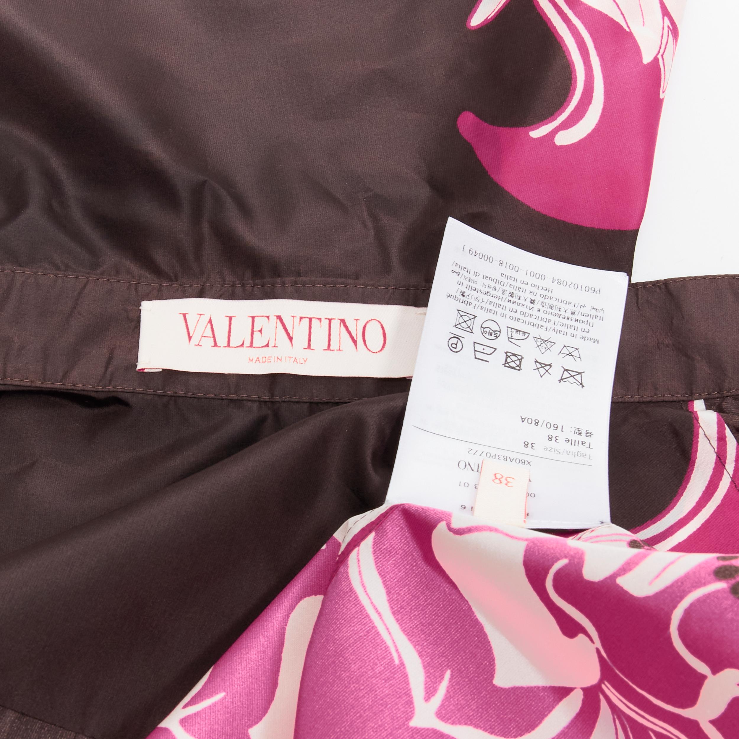 VALENTINO 2022 100% silk taffeta brown floral print shirt IT38 XS For Sale 6