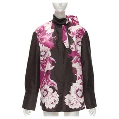 VALENTINO 2022 100% silk taffeta brown floral print shirt IT38 XS