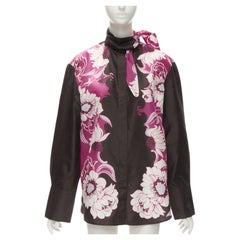 VALENTINO 2022 100% silk taffeta brown floral print shirt IT38 XS