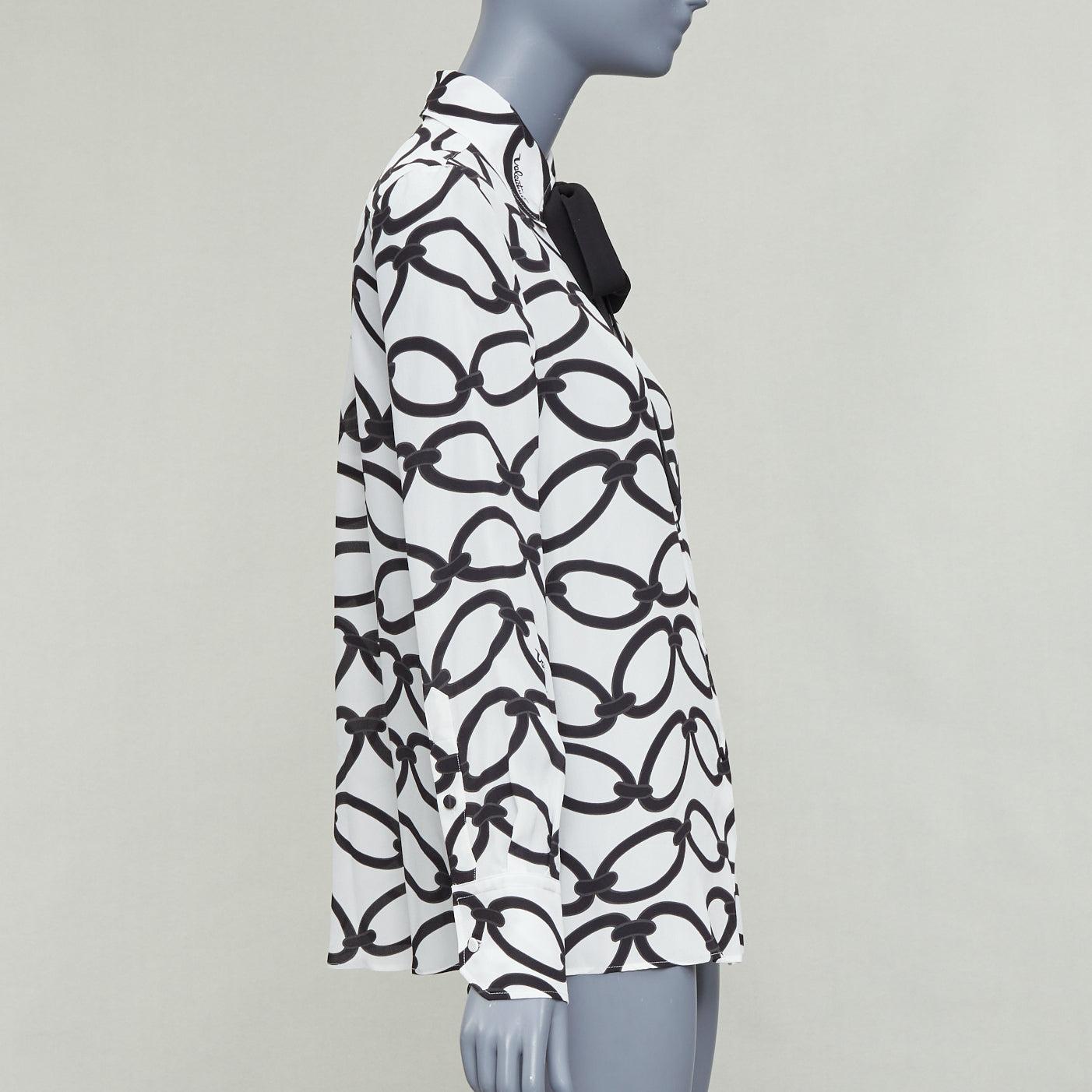 VALENTINO 2022 Chain 1967  black white crepe de chine silk blouse IT38 XS Damen im Angebot