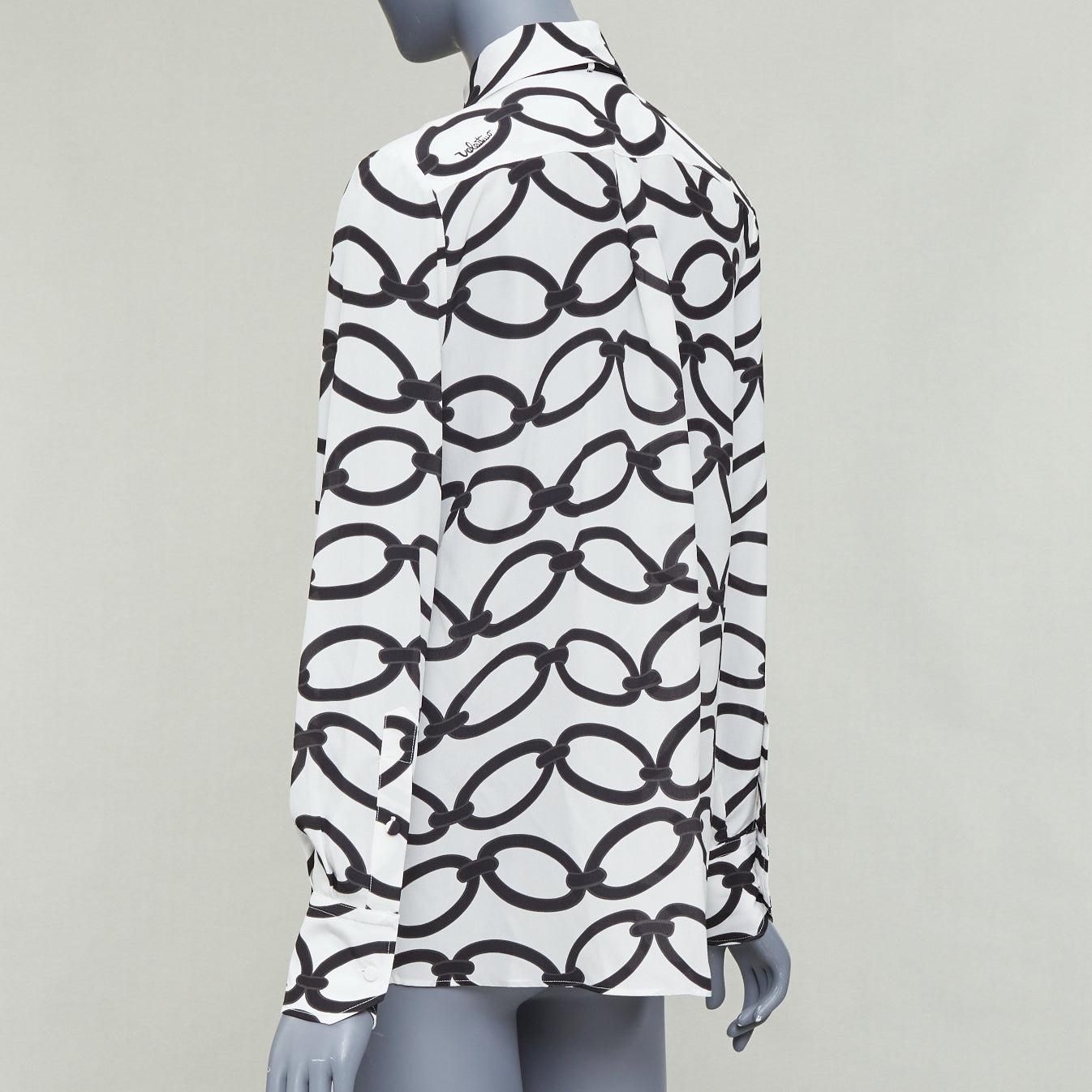 VALENTINO 2022 Chain 1967  black white crepe de chine silk blouse IT38 XS im Angebot 2