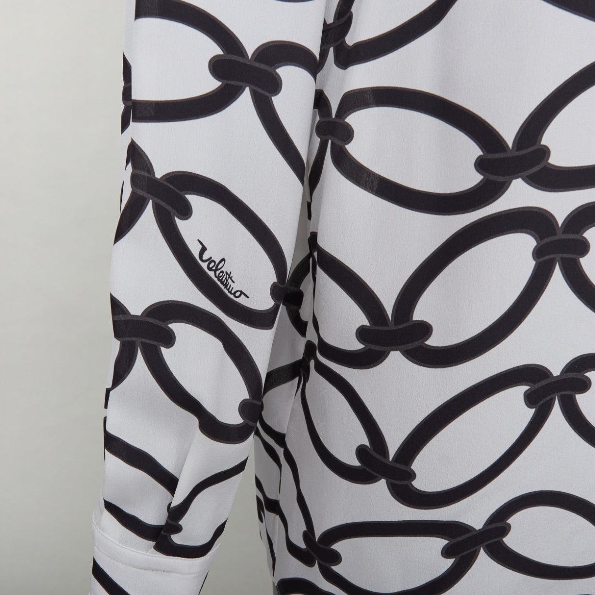 VALENTINO 2022 Chain 1967  black white crepe de chine silk blouse IT38 XS im Angebot 3