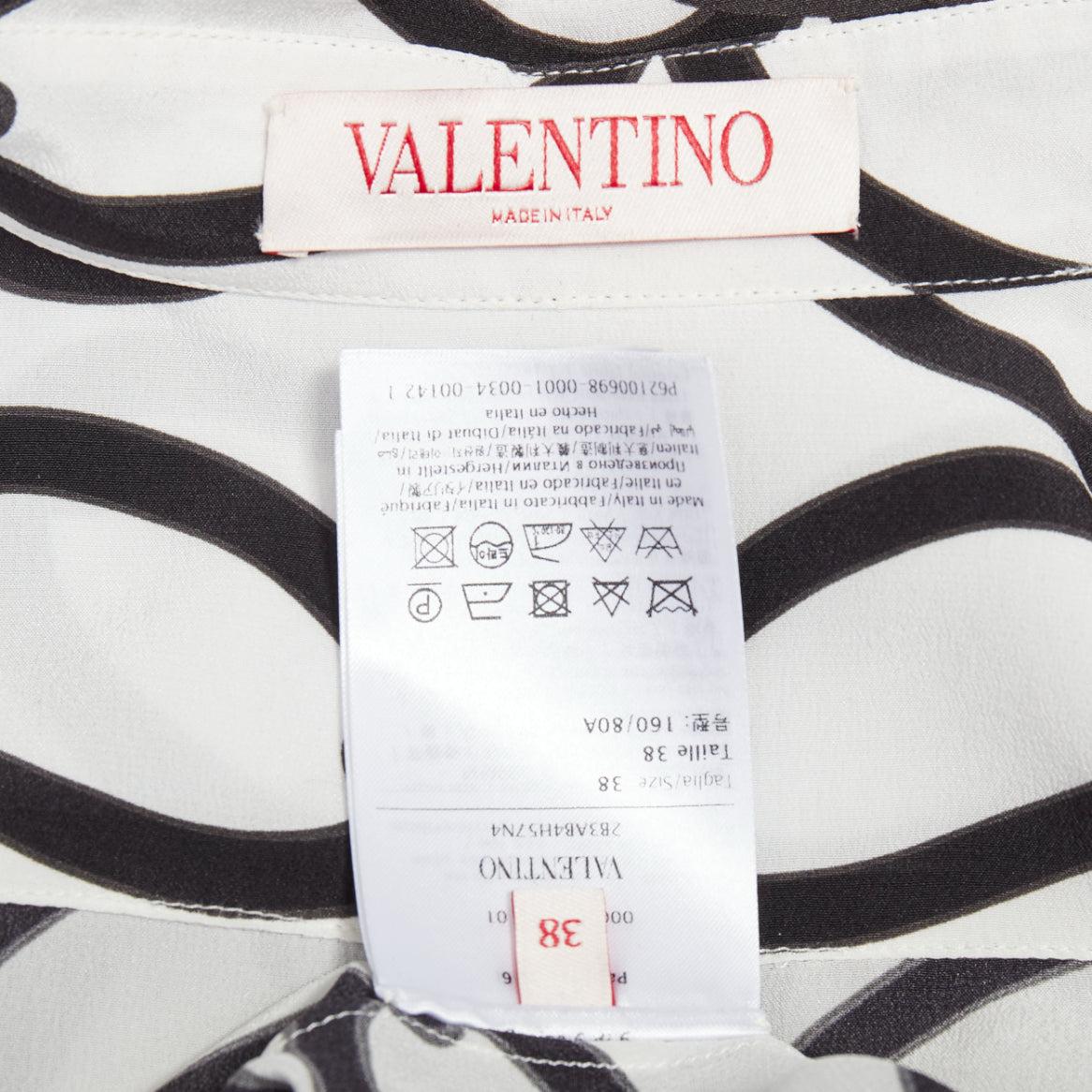 VALENTINO 2022 Chain 1967  black white crepe de chine silk blouse IT38 XS im Angebot 4