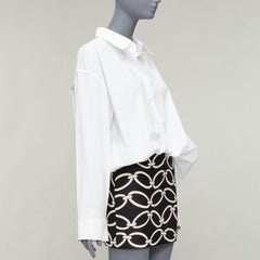 VALENTINO 2022 Chain 1967 white cotton wool tucked shirt mini dress IT36 XXS