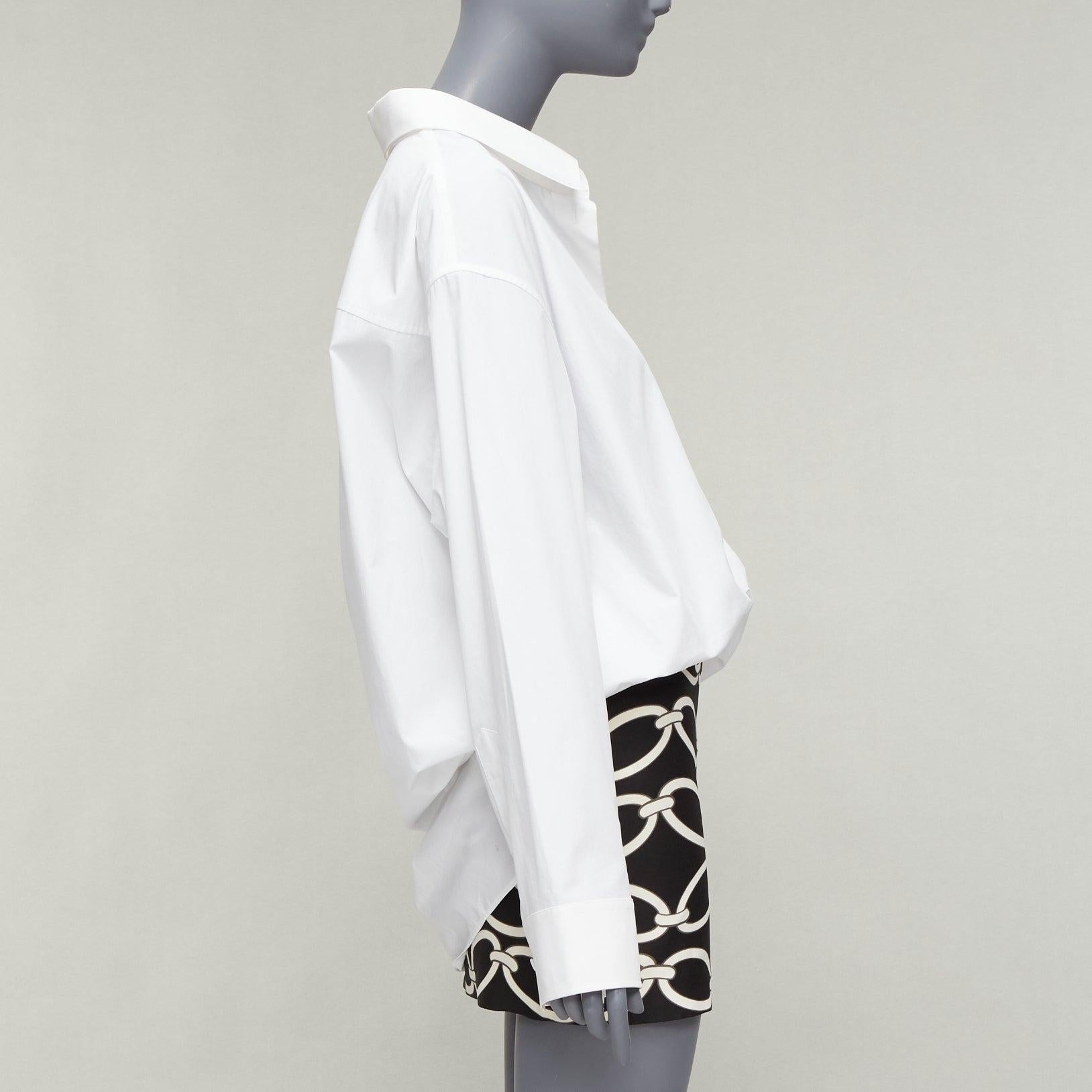 Women's VALENTINO 2022 Chain 1967 white cotton wool tucked shirt mini dress IT36 XXS
