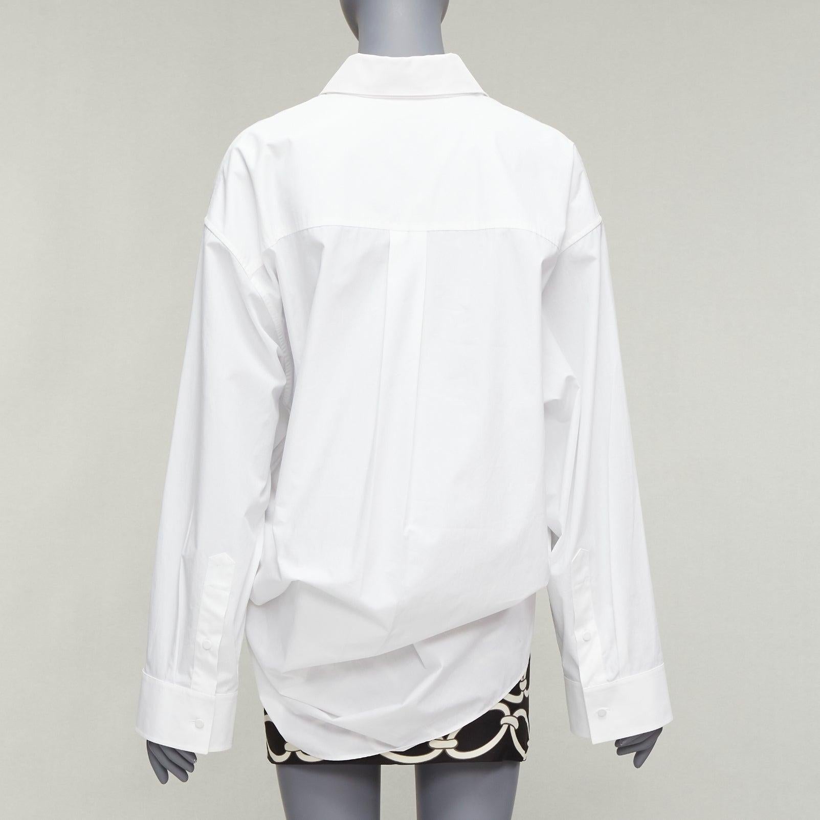 VALENTINO 2022 Chain 1967 white cotton wool tucked shirt mini dress IT36 XXS For Sale 1