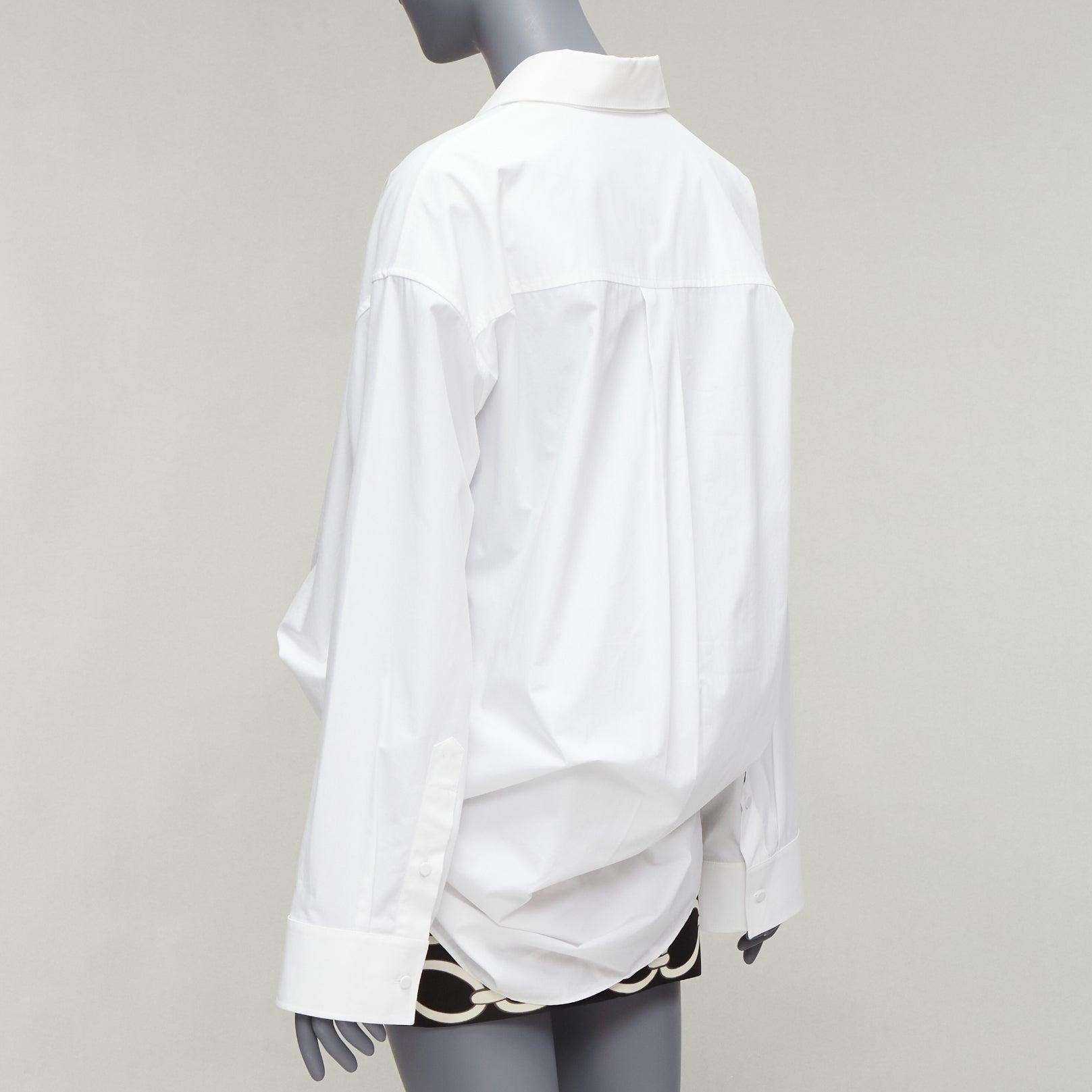 VALENTINO 2022 Chain 1967 white cotton wool tucked shirt mini dress IT36 XXS 2