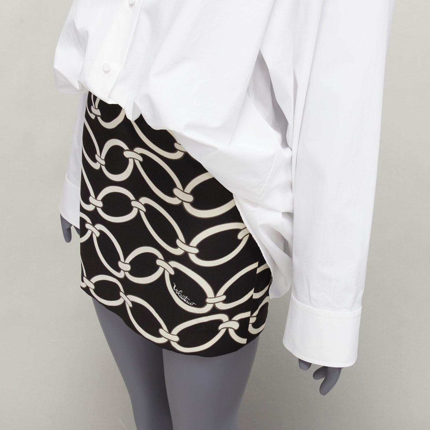 VALENTINO 2022 Chain 1967 white cotton wool tucked shirt mini dress IT36 XXS 3