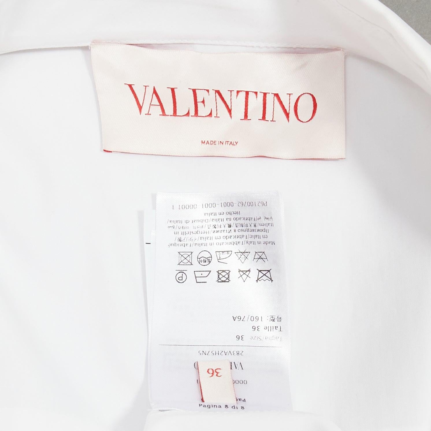 VALENTINO 2022 Chain 1967 white cotton wool tucked shirt mini dress IT36 XXS 5