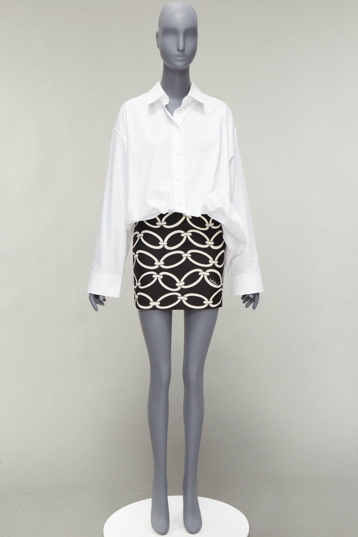 VALENTINO 2022 Chain 1967 white cotton wool tucked shirt mini dress IT36 XXS 6