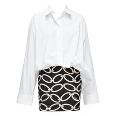 VALENTINO 2022 Chain 1967 white cotton wool tucked shirt mini dress IT36 XXS