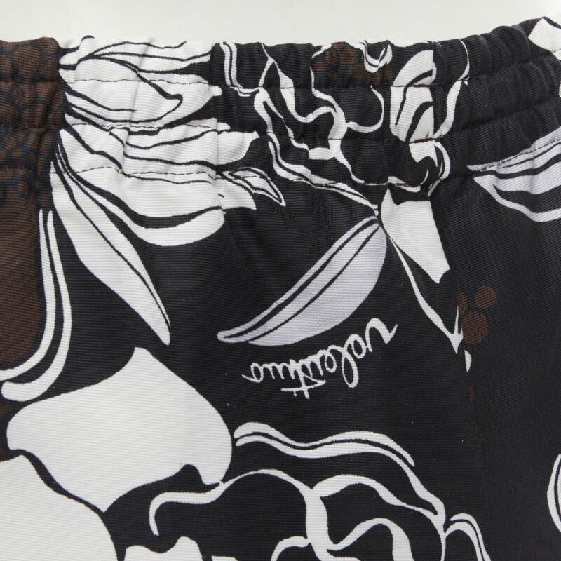 VALENTINO 2022 cotton silk brown black floral pleated drawstring shorts IT36 XS For Sale 5
