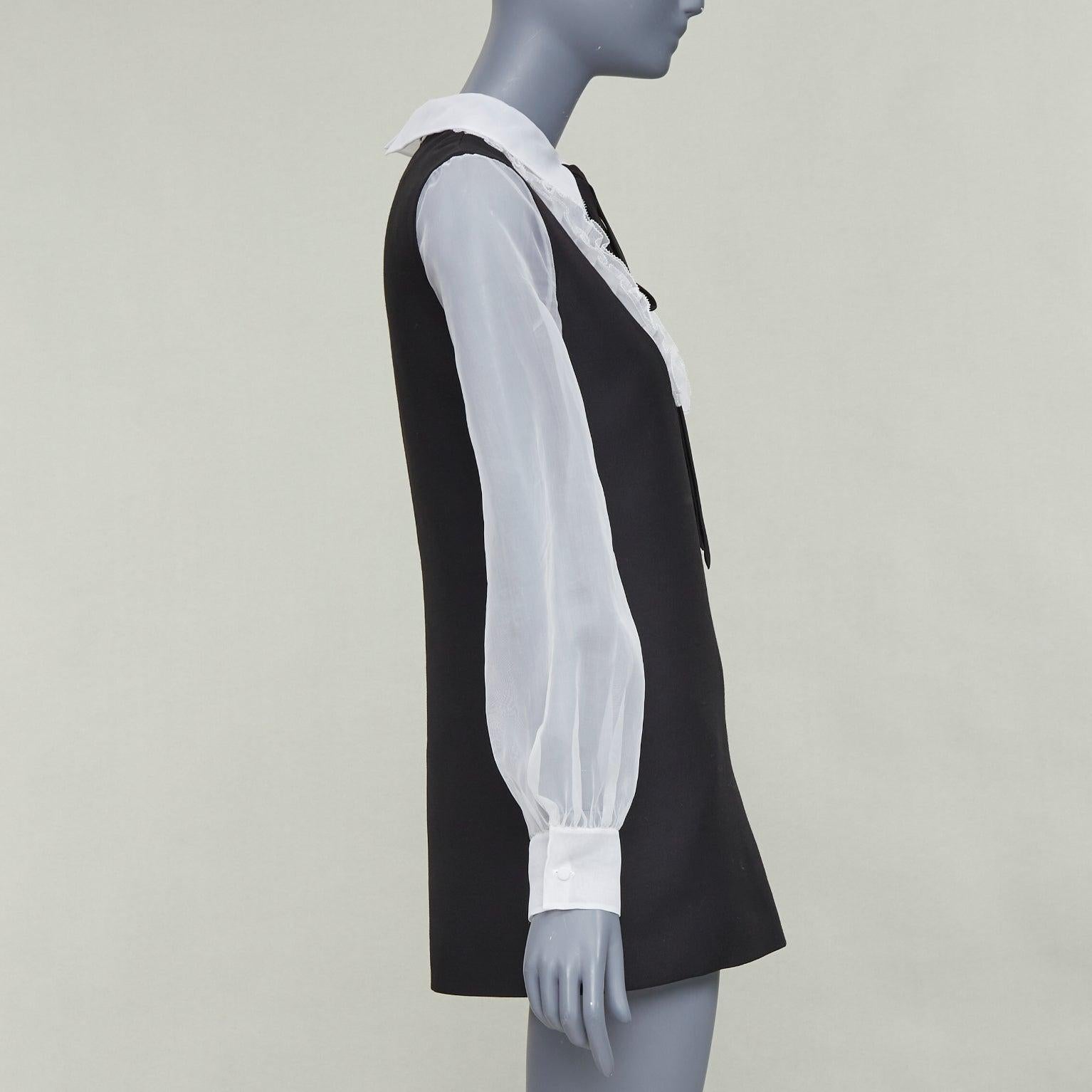 Valentino Couture 2022 Crepe Couture wool silk ruffle neck tie mini dress IT38 XS Excellent état - En vente à Hong Kong, NT