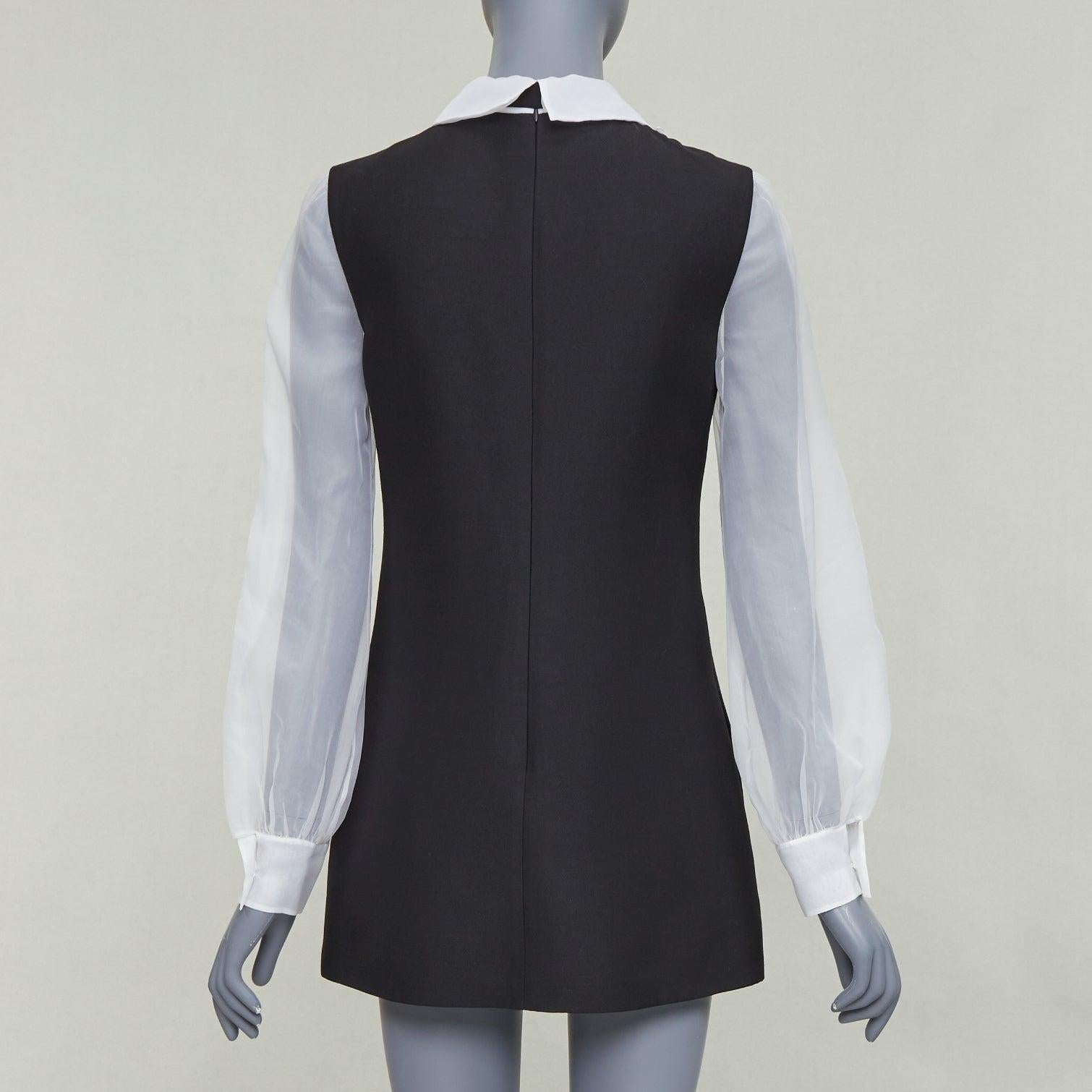 Valentino Couture 2022 Crepe Couture wool silk ruffle neck tie mini dress IT38 XS Pour femmes en vente