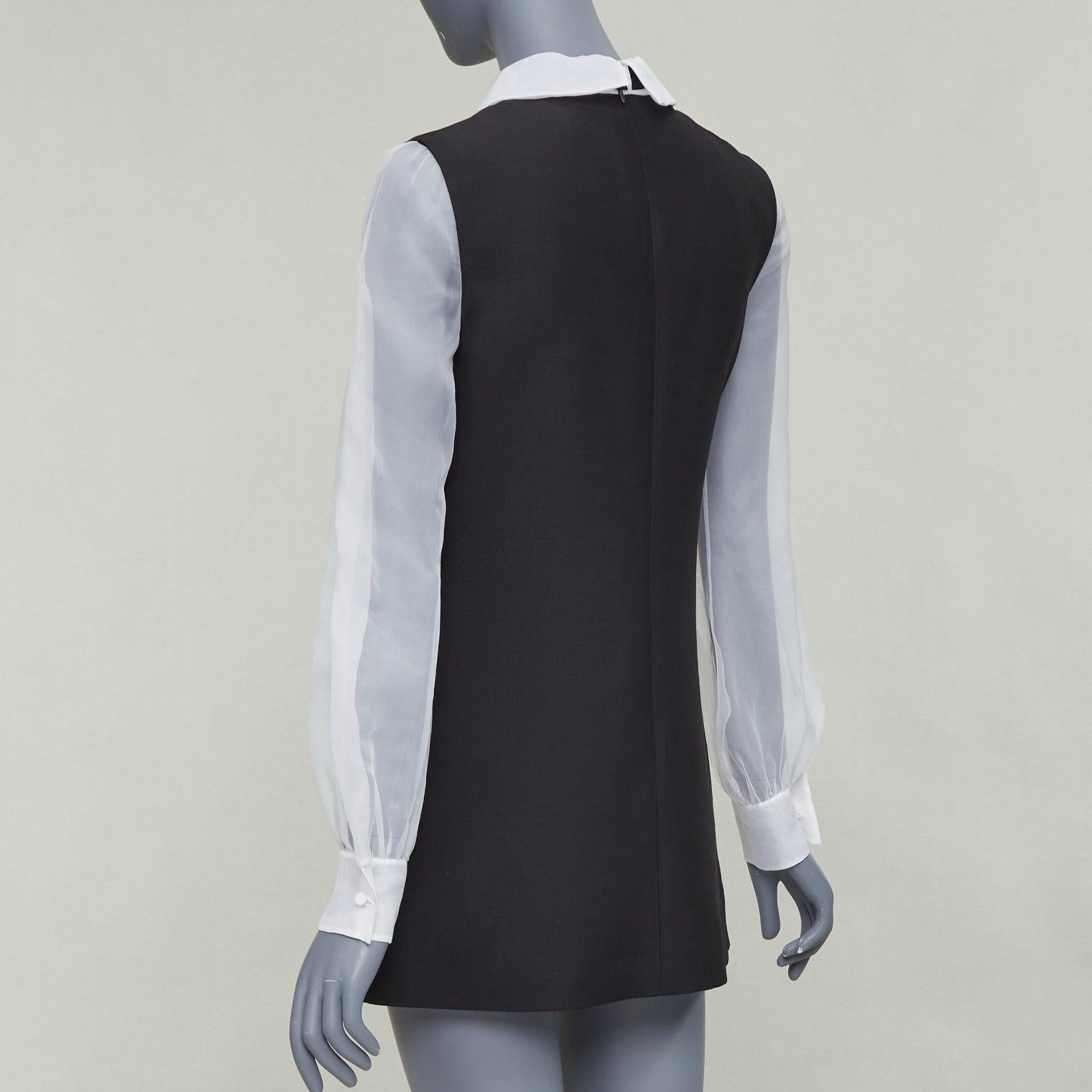 Valentino Couture 2022 Crepe Couture wool silk ruffle neck tie mini dress IT38 XS en vente 1