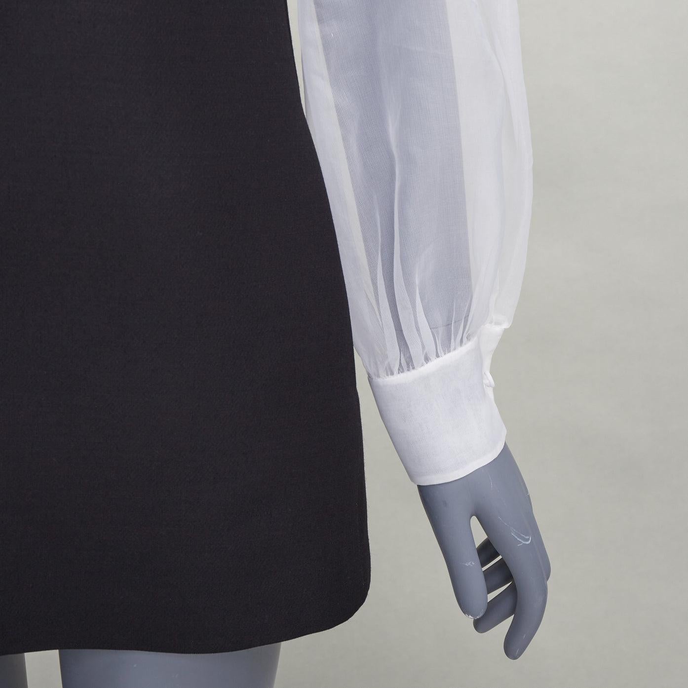 Valentino Couture 2022 Crepe Couture wool silk ruffle neck tie mini dress IT38 XS en vente 2
