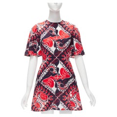 VALENTINO 2022 Manifesto Heart Bandana 100% silk red  print cocktail dress IT38 