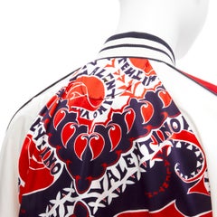 VALENTINO 2022 Manifesto Heart Bandana red blue satin bomber jacket IT40 S