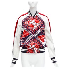 VALENTINO 2022 Manifesto Heart Bandana red blue satin bomber jacket IT40 S