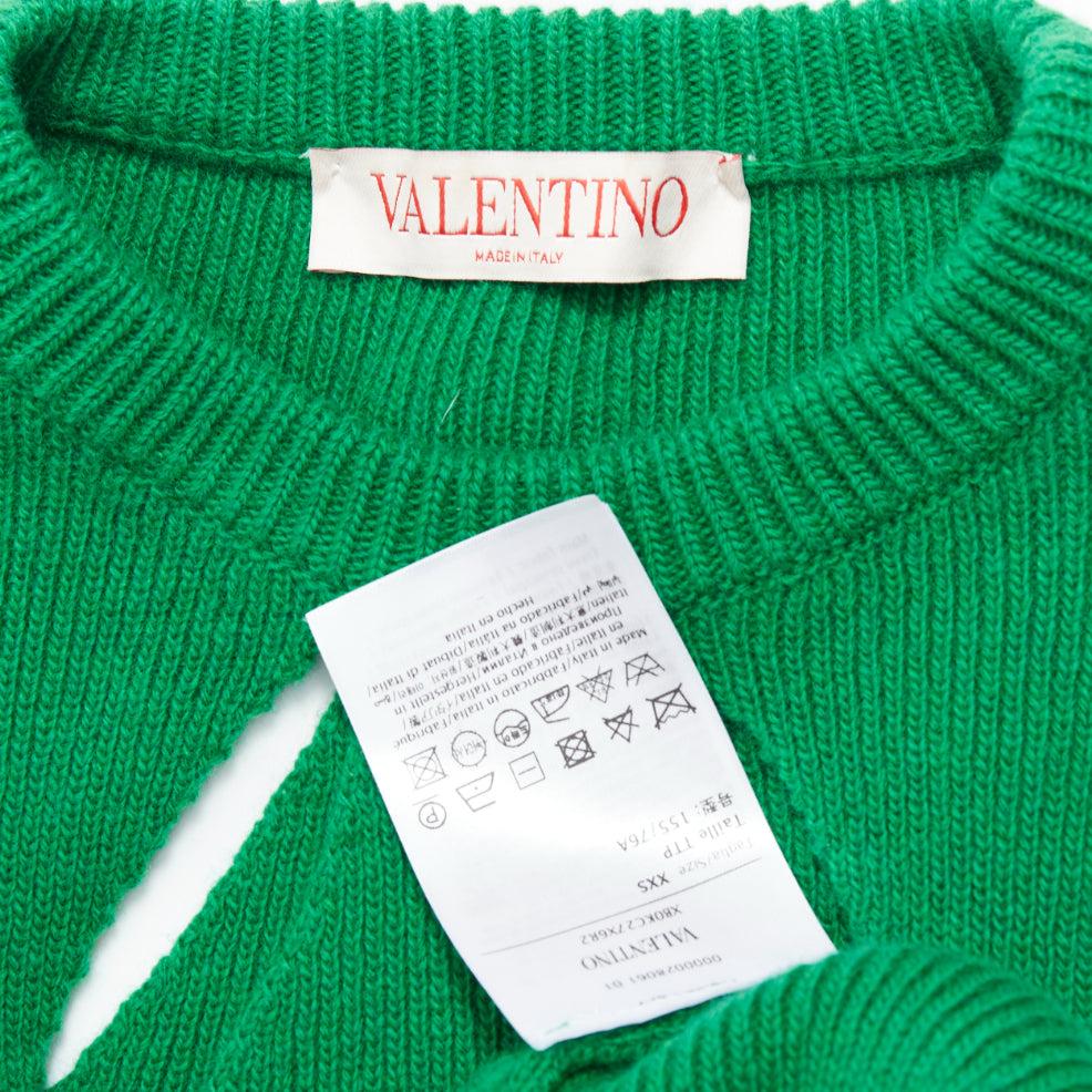 VALENTINO 2022 Pier Paolo Piccioli green virgin wool cut out sweater XXS For Sale 4