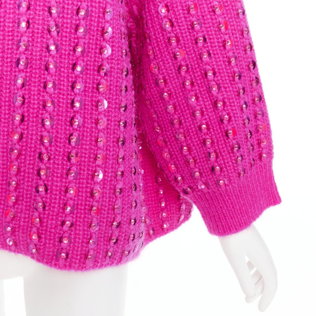 VALENTINO 2022 Pier Paolo Piccioli hot pink mohair blend jewel sweater S For Sale 3