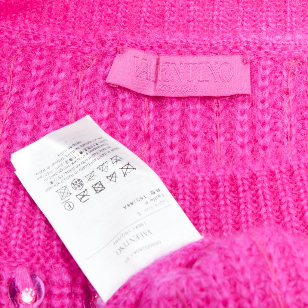 VALENTINO 2022 Pier Paolo Piccioli hot pink mohair blend jewel sweater S For Sale 4