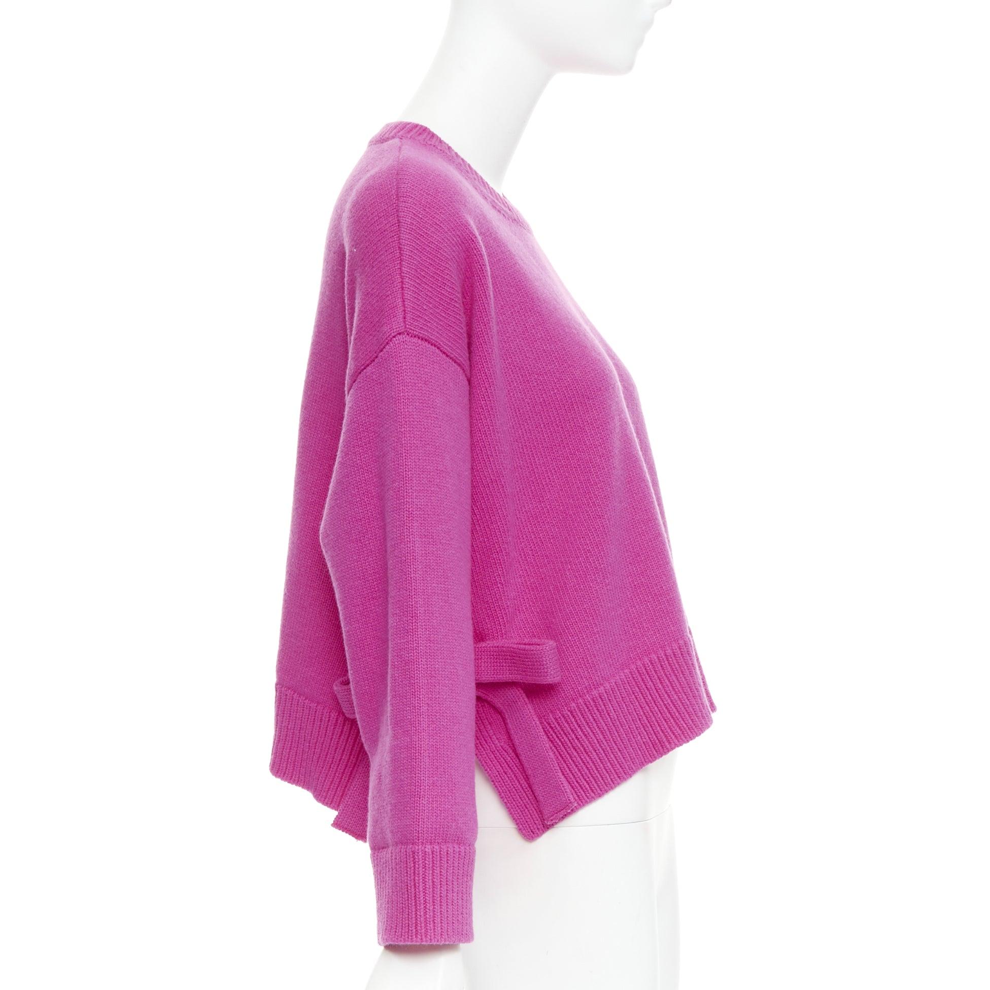 Women's VALENTINO 2022 Pier Paolo Piccioli pink bow virgin wool boxy sweater XS For Sale