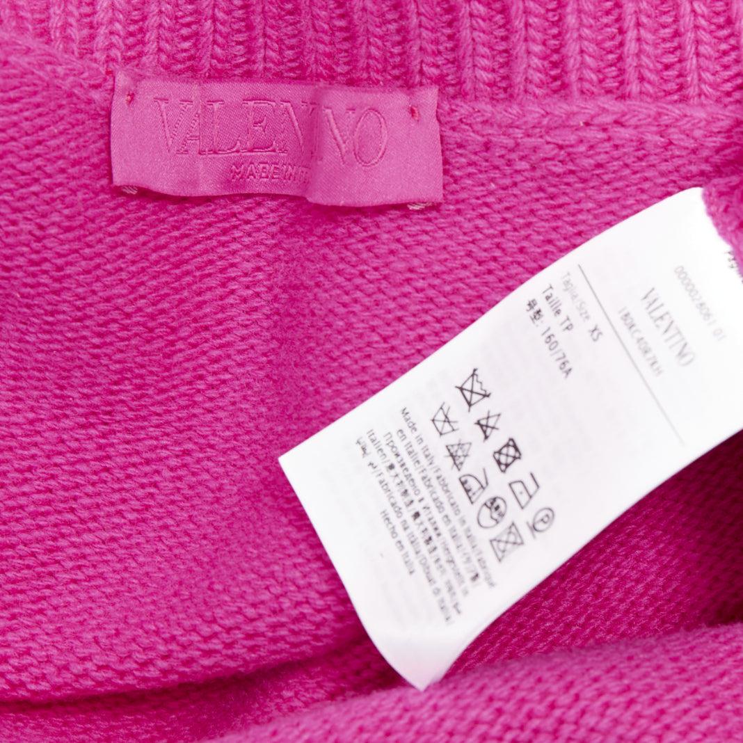 VALENTINO 2022 Pier Paolo Piccioli pink bow virgin wool boxy sweater XS For Sale 4