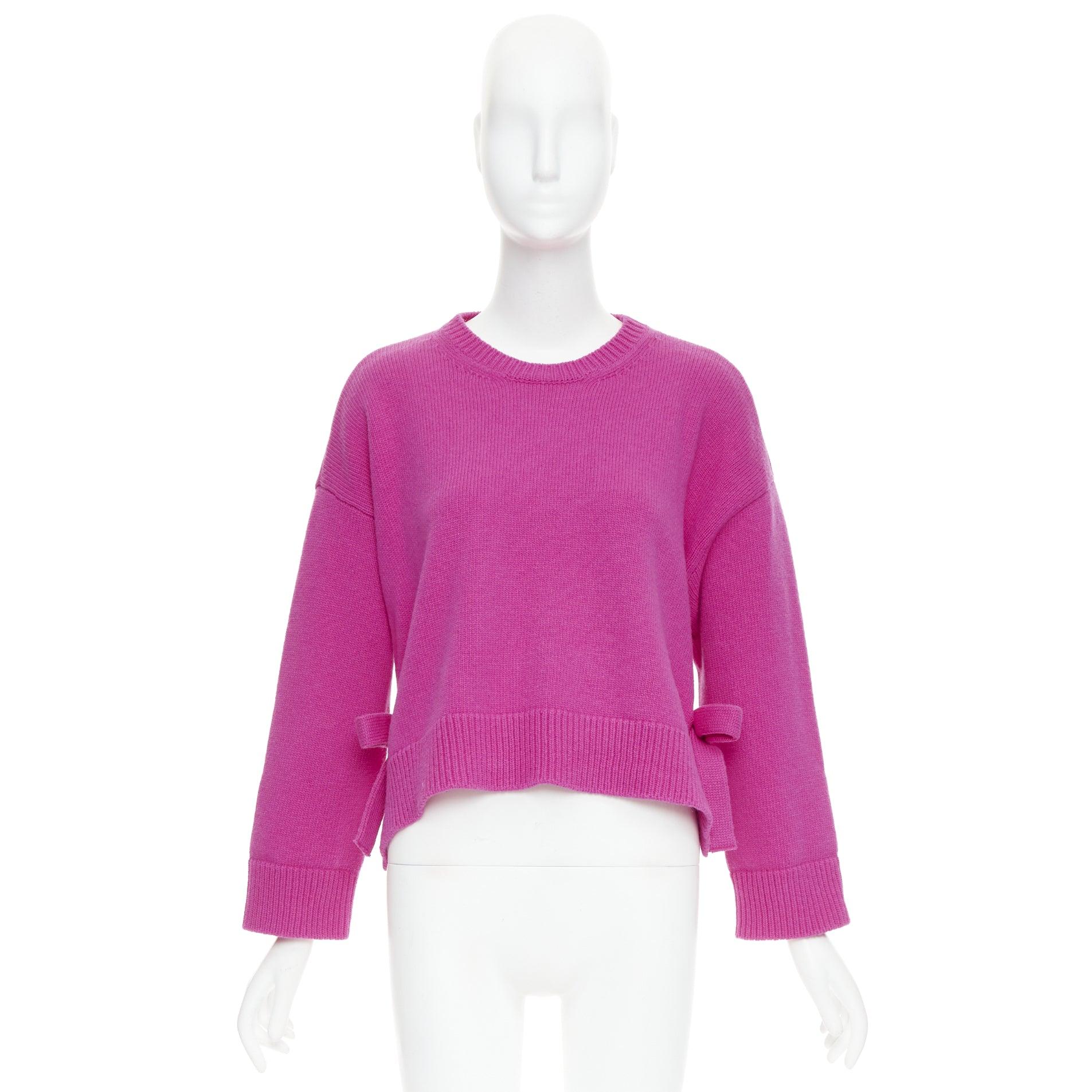 VALENTINO 2022 Pier Paolo Piccioli pink bow virgin wool boxy sweater XS For Sale 5
